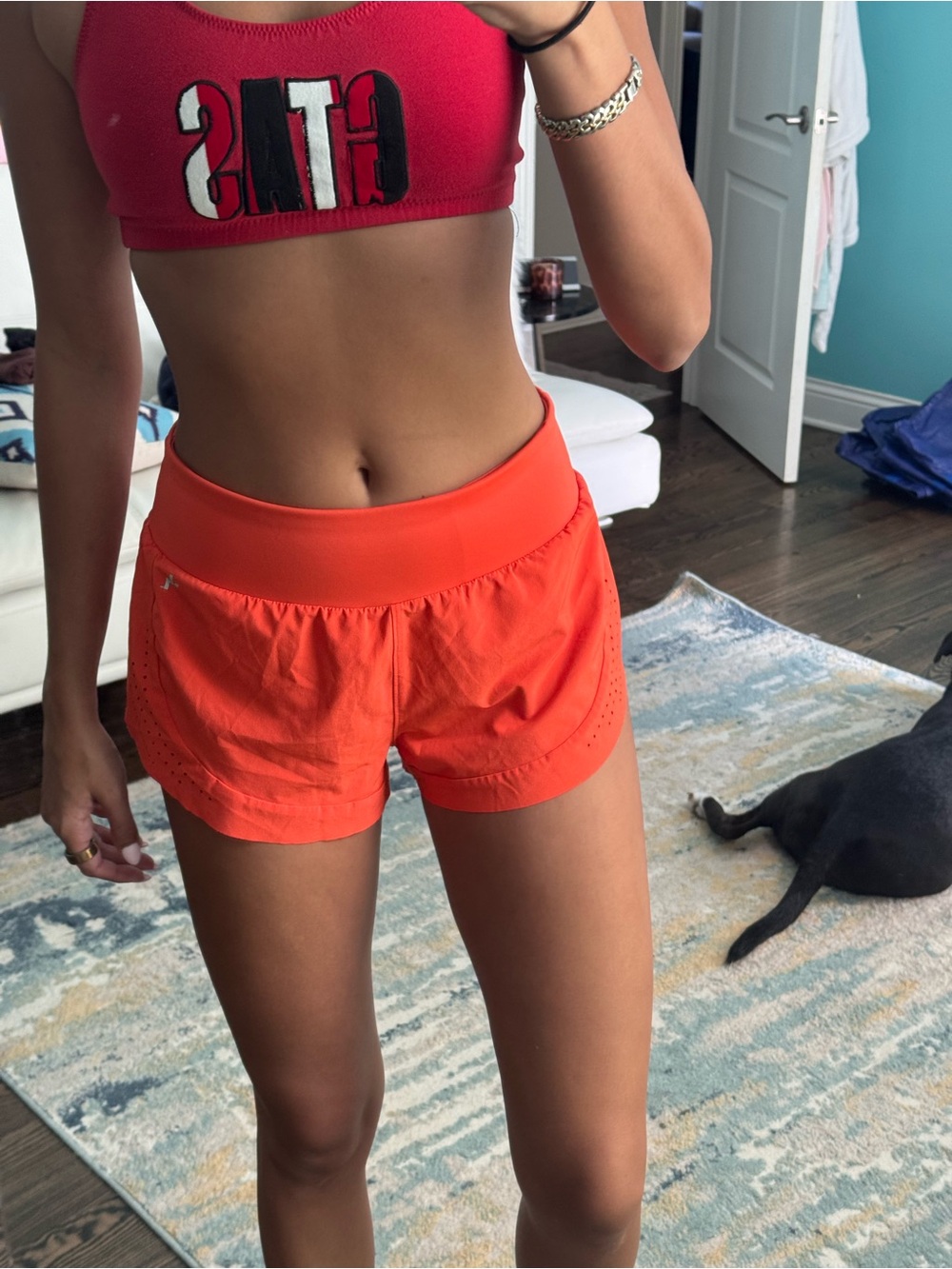 Target Women's Athletic Shorts in Bright Orange